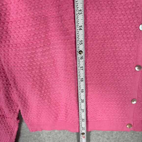 Draper James Cardigan Sweater Womens XL Pink Waffle Textured Clip Dot‎ NEW $58 - Picture 8 of 13
